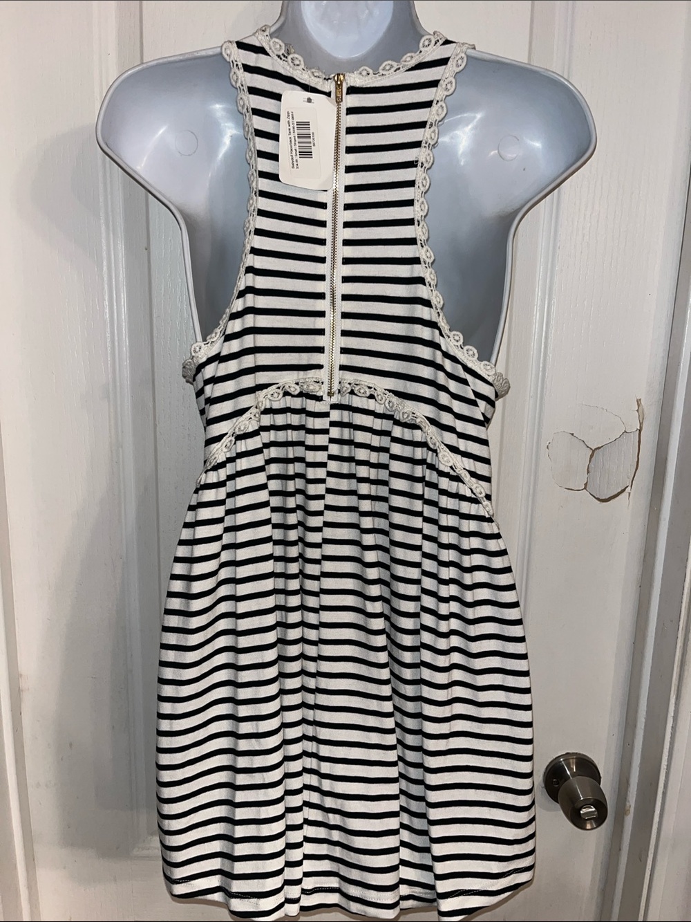 NWT POL babydoll racer back tank with zipper stripped, small - Picture 5 of 8